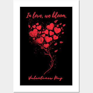 In love, we bloom. A Valentines Day Celebration Quote With Heart-Shaped Baloon Posters and Art